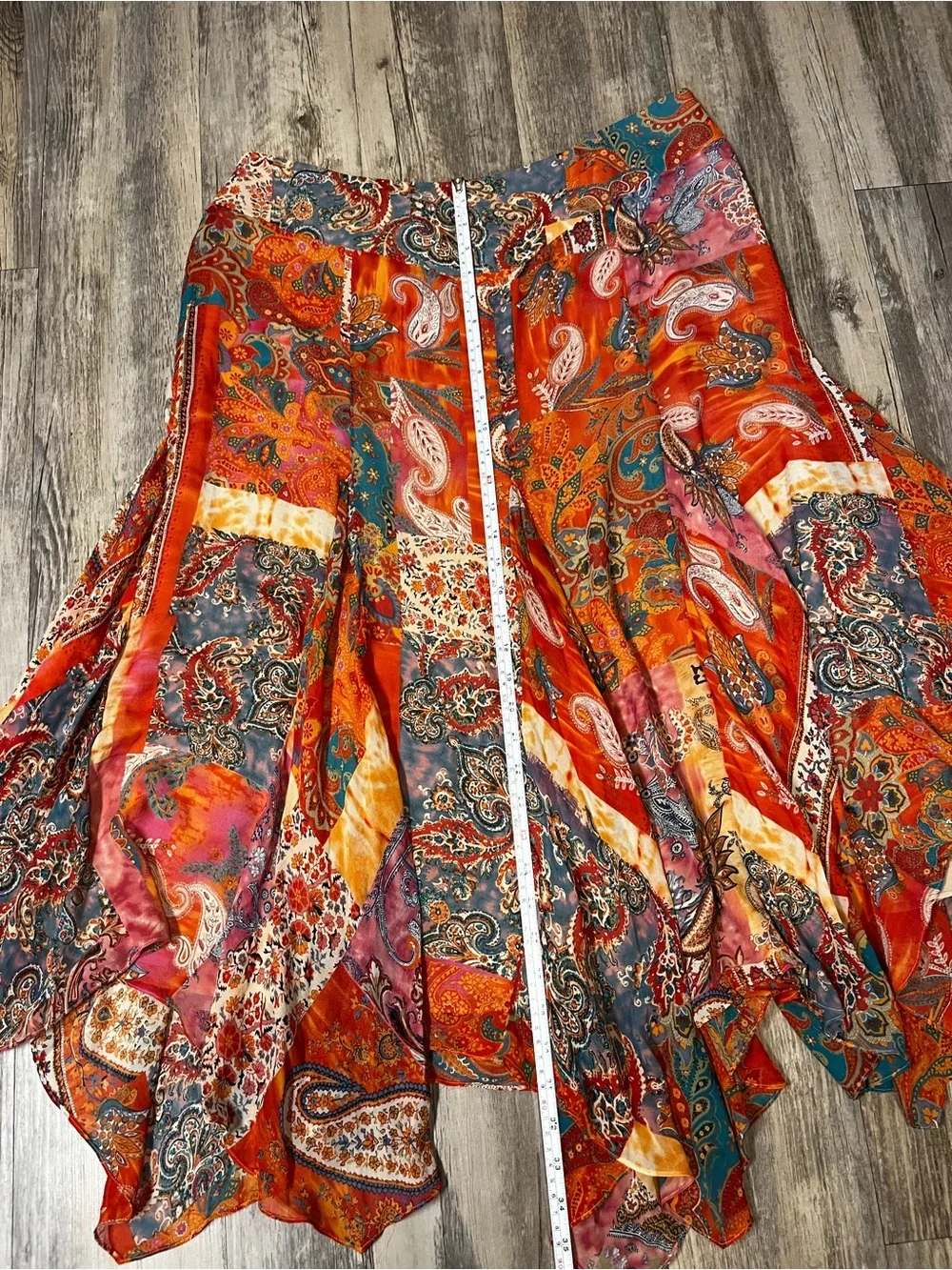 Lauren Ralph Lauren Orange Paisley Silk Chiffon Skirt Women’s Size 14